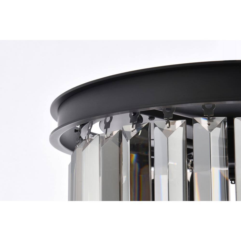 Alt View 4. Urban Classic - Sydney 3 light Matte Black Flush Mount Silver Shade (Grey) Royal Cut Crystal - Matte Black.