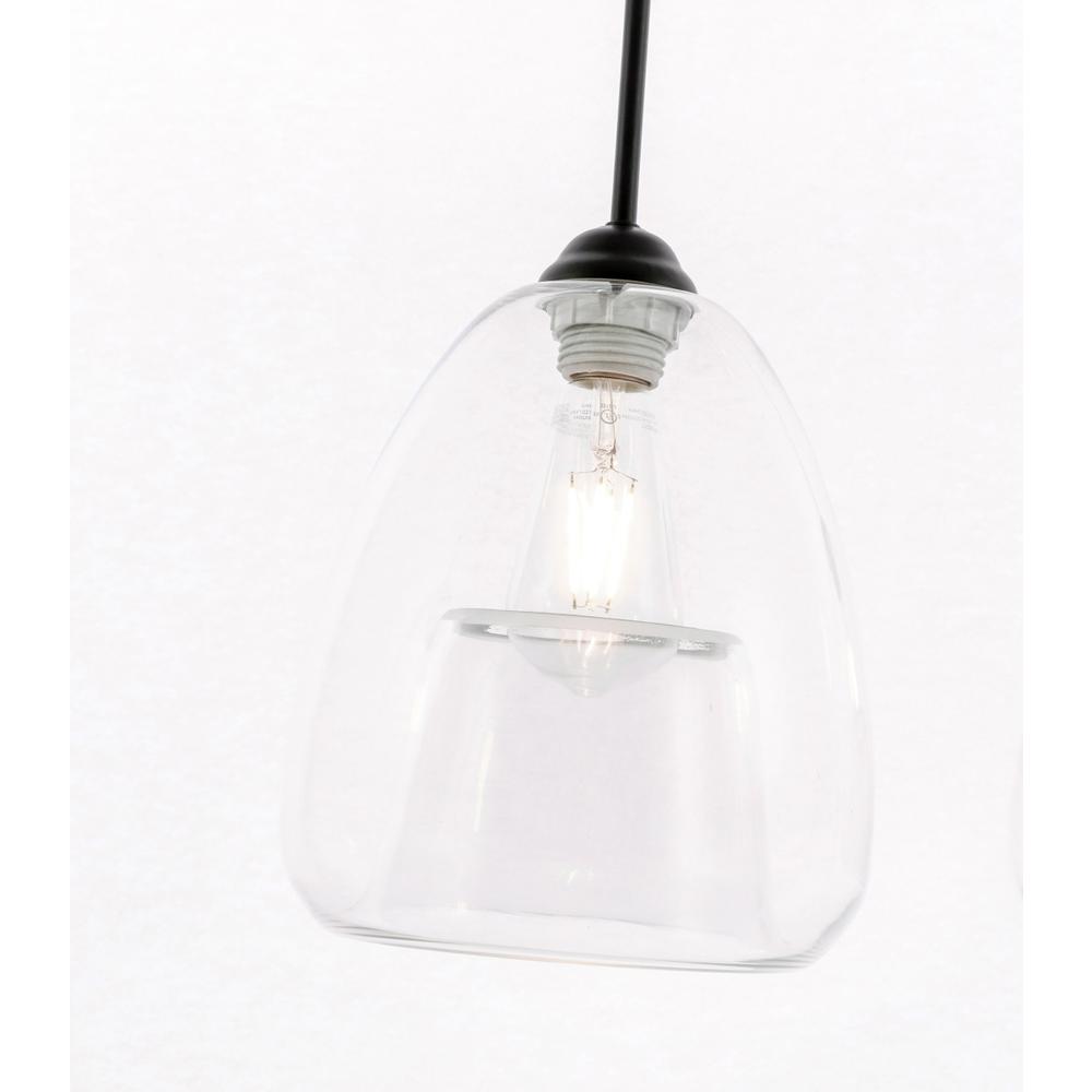 Alt View 1. Living District - Kason 1 light Black and Clear glass pendant - Black And Clear Glass.