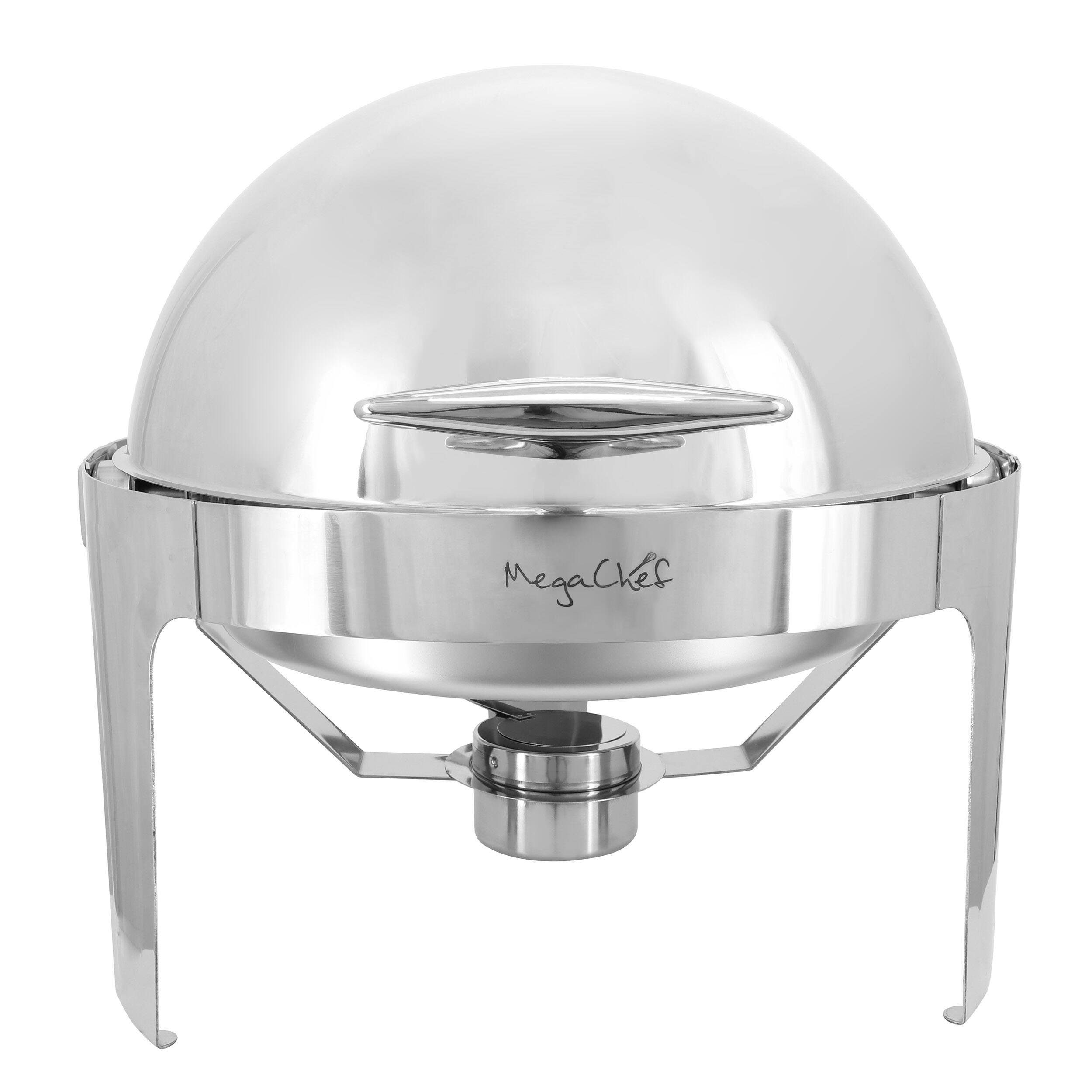 Alt View 1. MegaChef - MegaChef 6.3 Quart Round Stainless Steel Dome Roll Top Professional Chafing Dish/Food Warmer/Buffet Server Serving Dish - Silver.