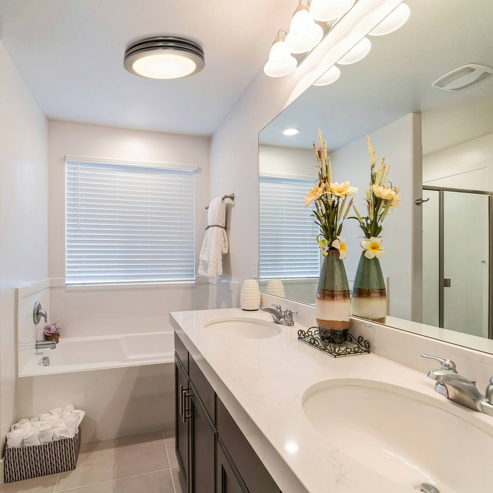 Alt View 6. Akicon - Bathroom Exhaust Fan Light, 80 CFM 2 Sones, 15 Watt Dimmable 3000K/4000K/5500K 3CCT LED Light  Brushed Nickel - Brushed Nickel.