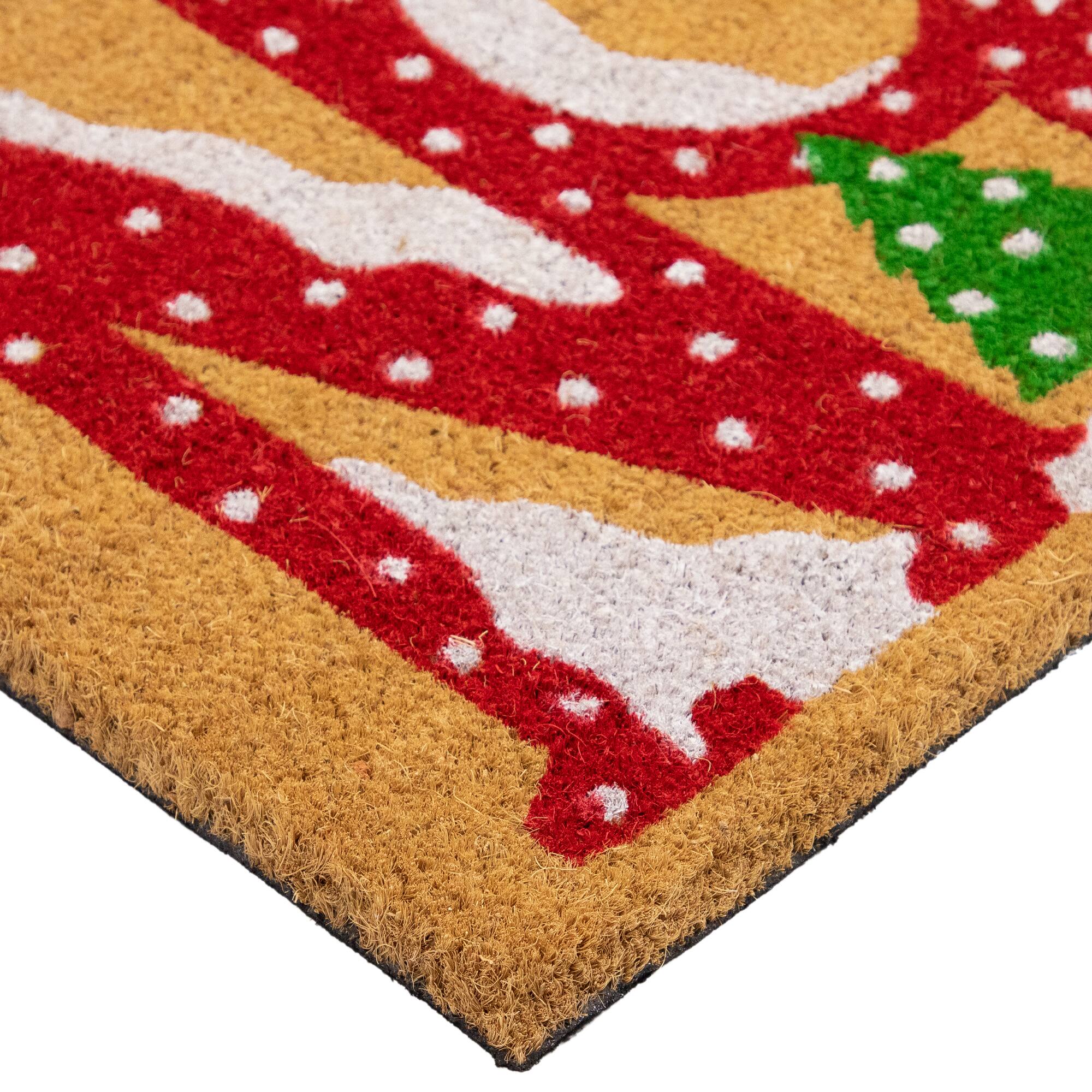 Alt View 5. Northlight - Brown and Red "Noel" Natural Coir Outdoor Christmas Doormat 18" x 30" - Brown.