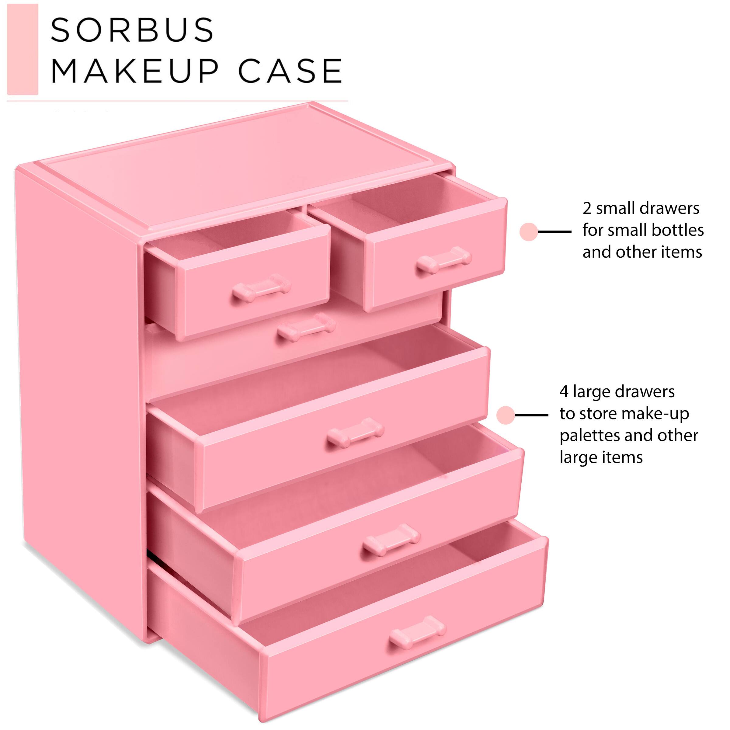 SORBUS MAKEUP CASE

- 2 small drawers for small bottles and other items
- 4 large drawers to store make-up palettes and other large items