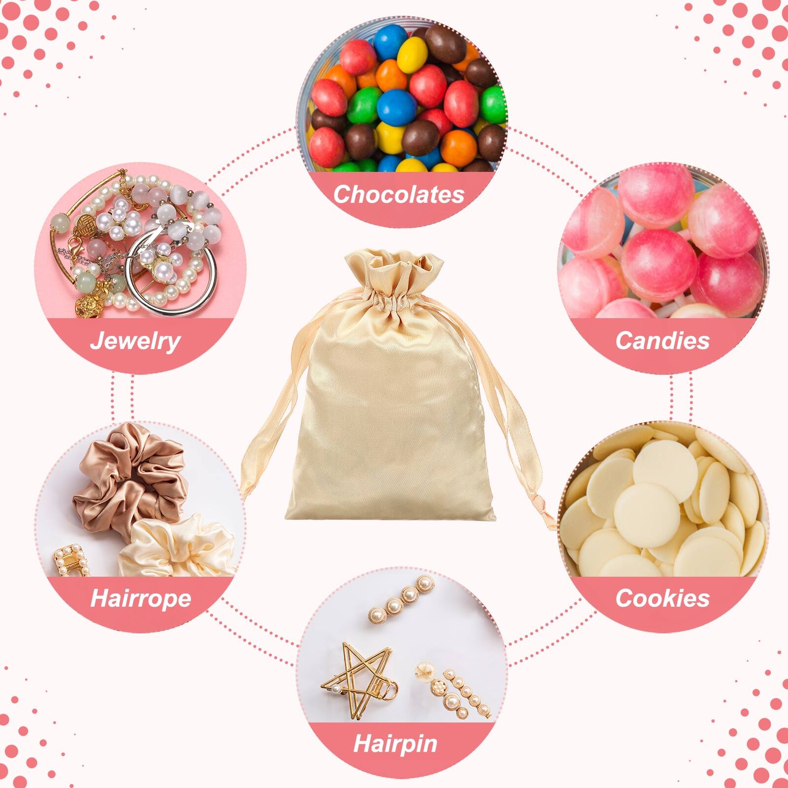 Chocolates, Jewelry, Candies, Hairrope, Cookies, Hairpin