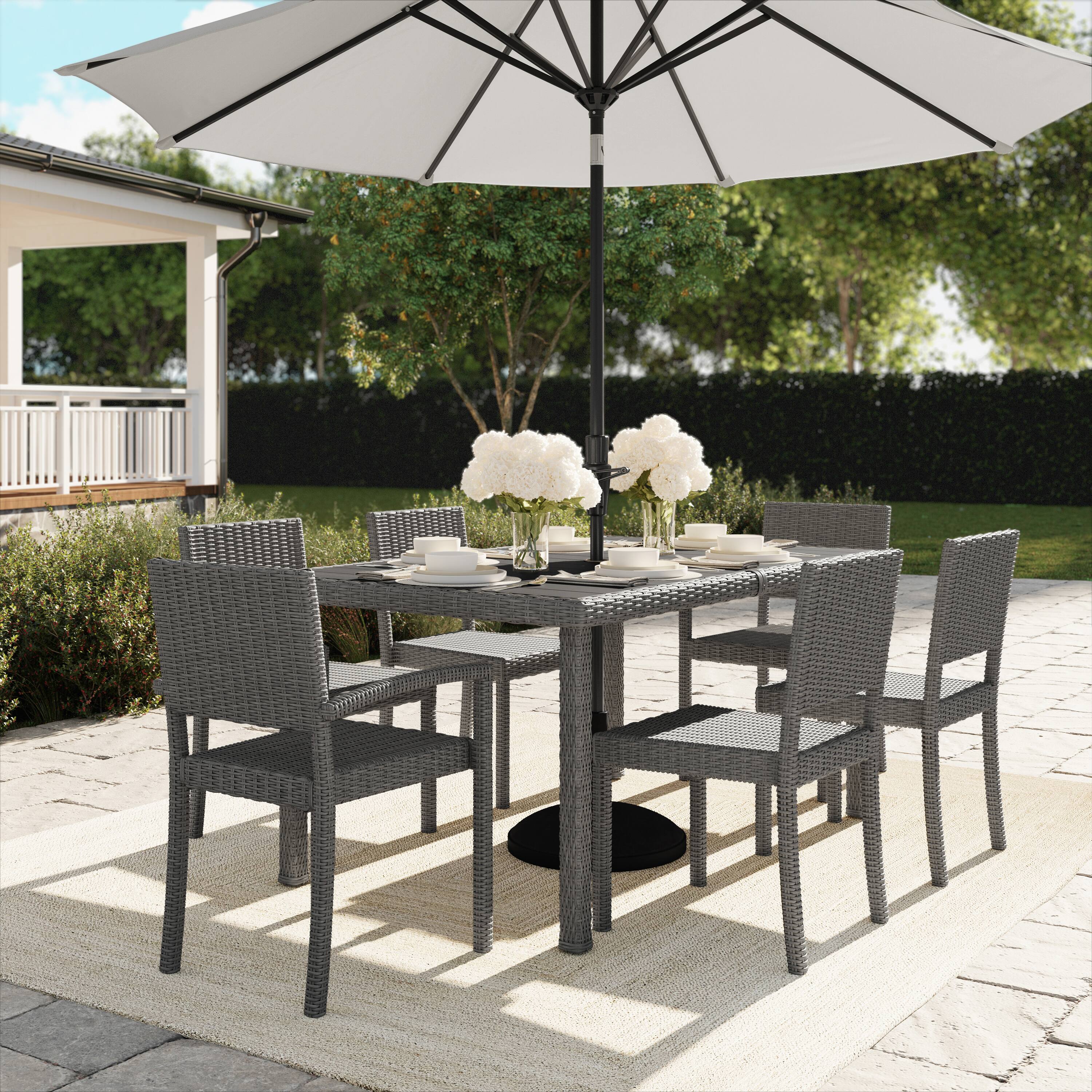 Alt View 5. Martha Stewart - Bedford 2PK Outdoor Rattan Wicker Stackable Side Dining Chairs - Gray.