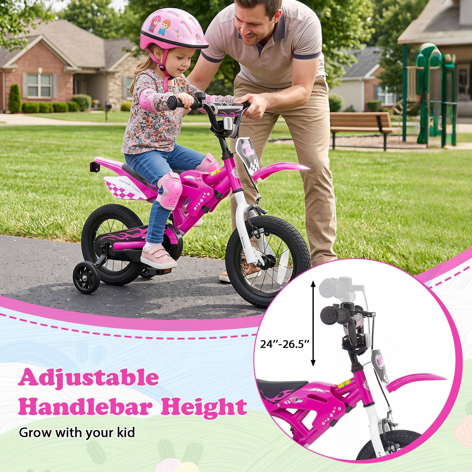 Adjustable Handlebar Height  
24"-26.5"  
Grow with your kid