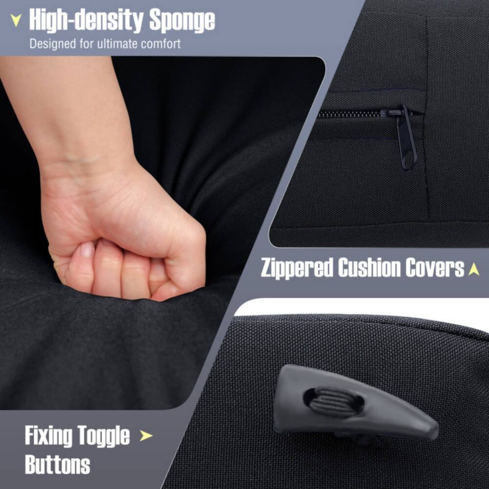 - High-density Sponge
  - Designed for ultimate comfort

- Zippered Cushion Covers

- Fixing Toggle Buttons