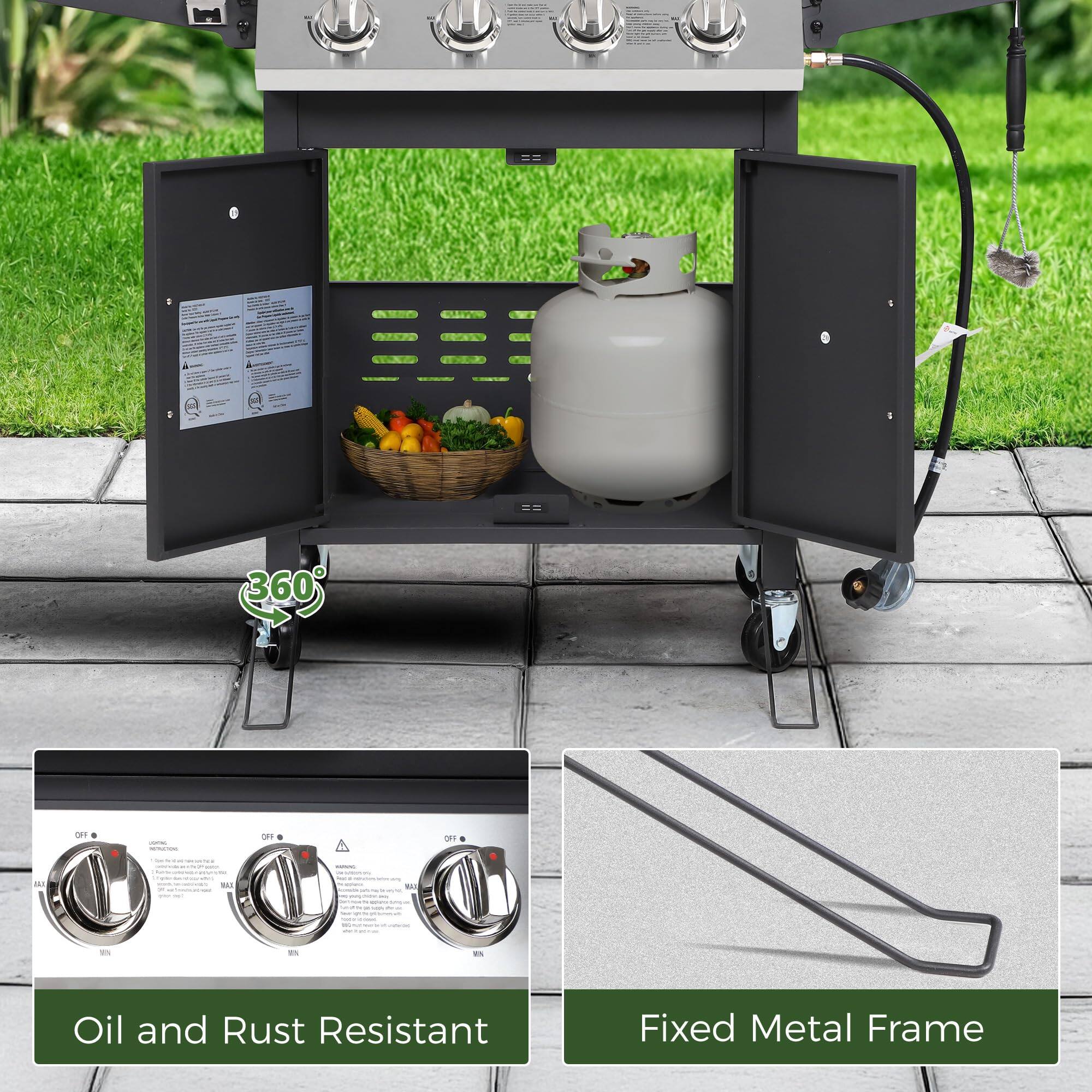 360° | pF 11 A . 1 -  - | d d 1 - d .. es Oil and Rust Resistant Fixed Metal Frame