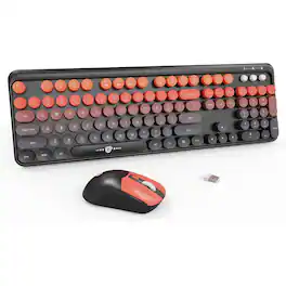PARKER SLATER - Wireless keyboard and mouse combo with 2.4GHz connection, full-size round keycaps, and design - Black Orange