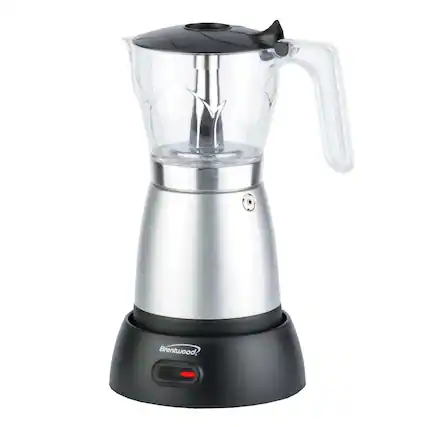 Front. Brentwood - Brentwood Ts-119s 6-cup Electric Moka Pot Espresso Machine (silver) - silver.
