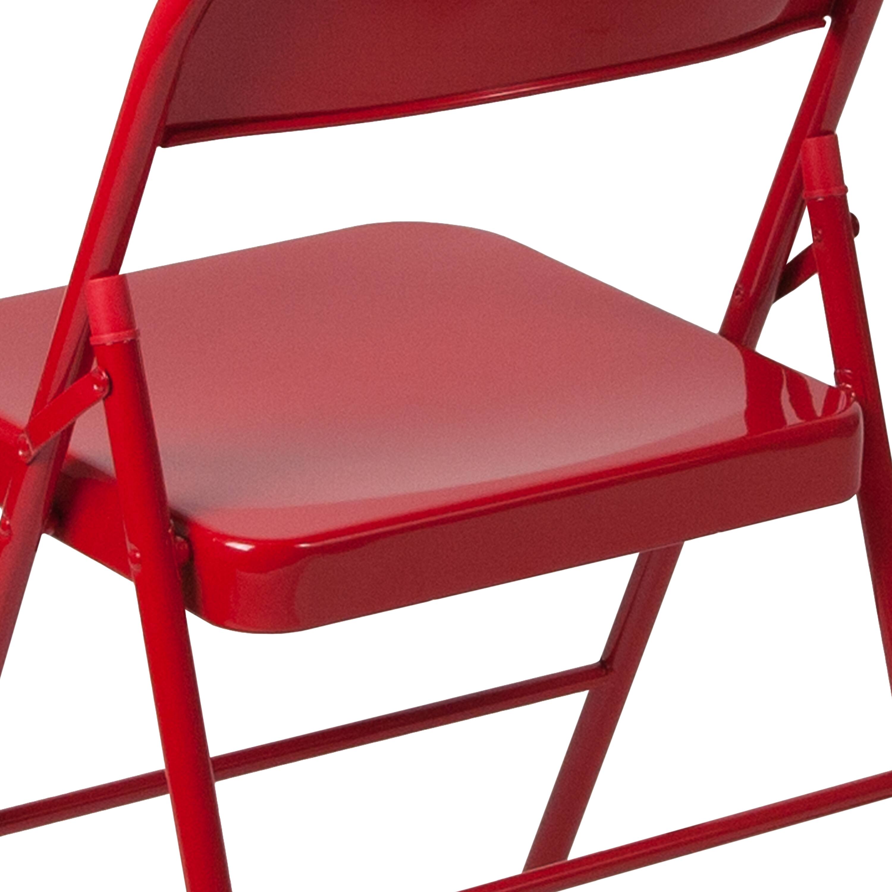 Alt View 10. Emma + Oliver - 4 Pack Double Braced Commercial Party Events Steel Metal Folding Chair - Red.