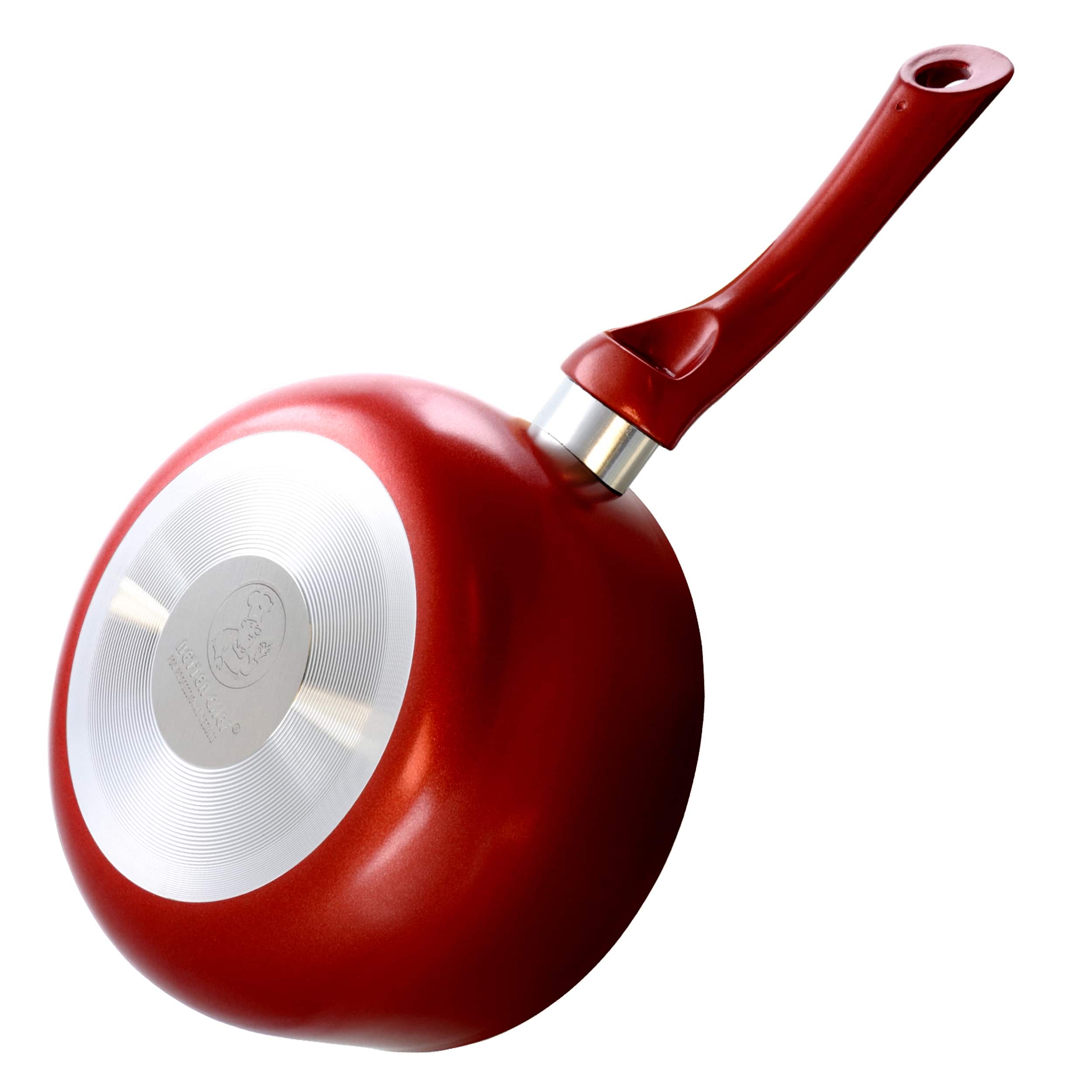 Better Chef - 1.5 Quart Ceramic Coated Saucepan with Glass Lid - Red - Thumbnail 4