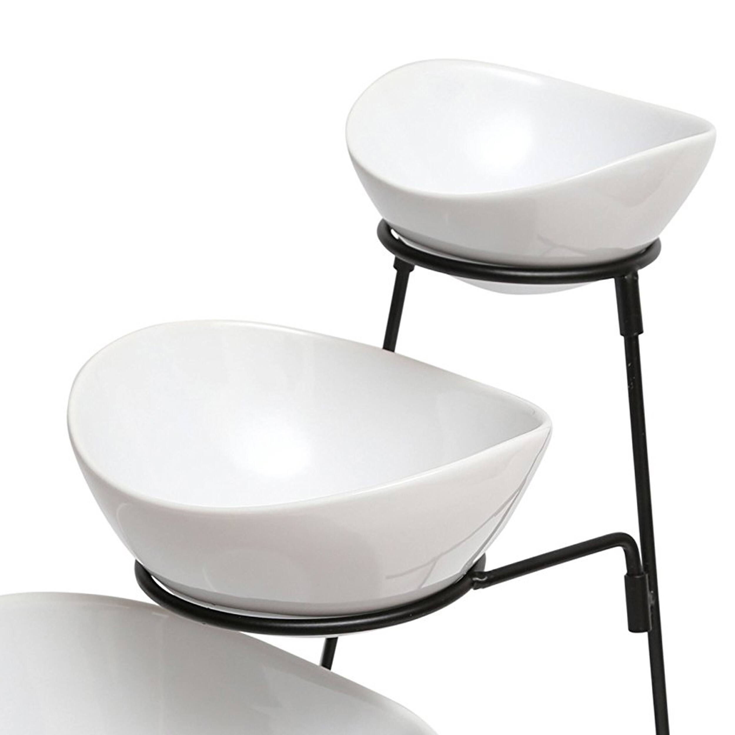 Alt View 1. Gibson - Gibson Elite Gracious Dining 3 Tier Bowl Server Set with Metal Stand - White.