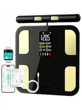 Pacoar Cade - Digital scale BMI tracking for weight management, Space-Saving, with Auto-On/Auto-Off, Digital Display - 8 Electrodes + 8 Electrodes