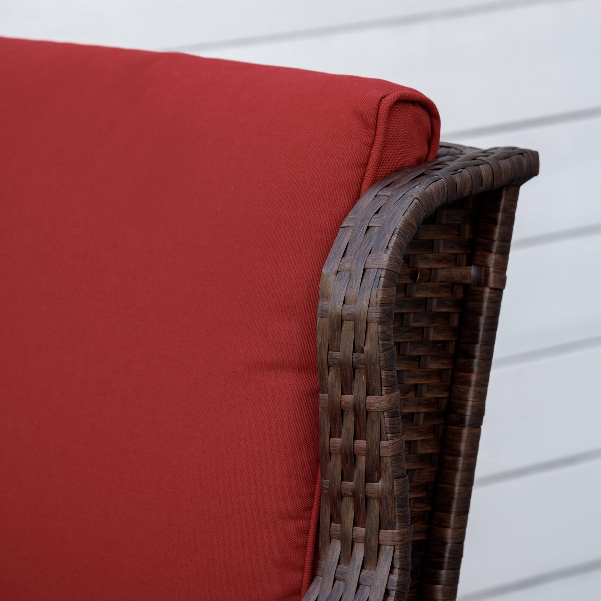 Alt View 7. Outsunny - Outdoor Wicker Rocking Chair with Wide Seat, Thick Cushions, Rattan Rocker with Steel Frame, High Weight Capacity - Wine Red.