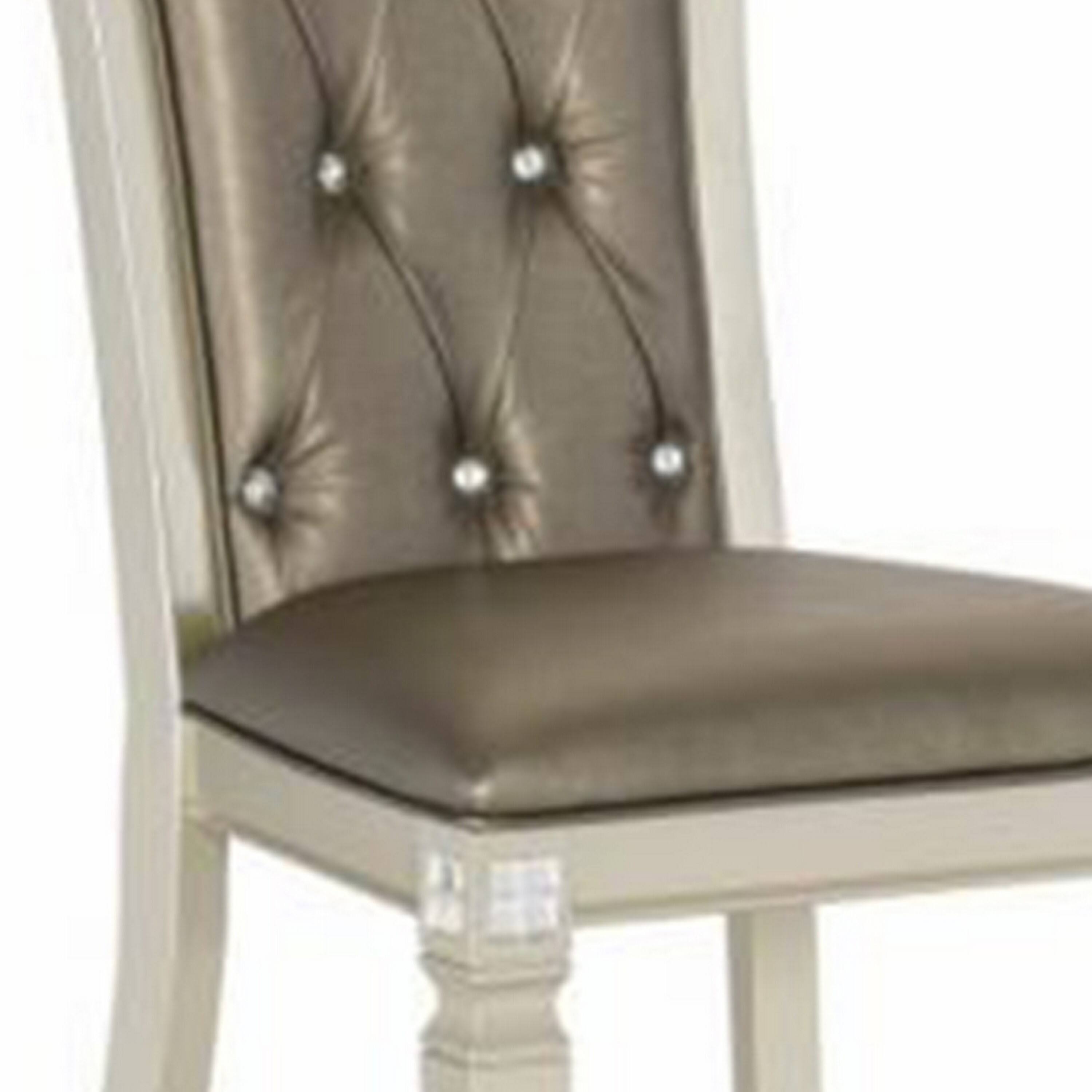 Alt View 1. Manhattan Lane - Lin 20 Inch Dining Side Chair Set of 2, Tufted Gray Faux Leather - Champagne, Taupe Gray.