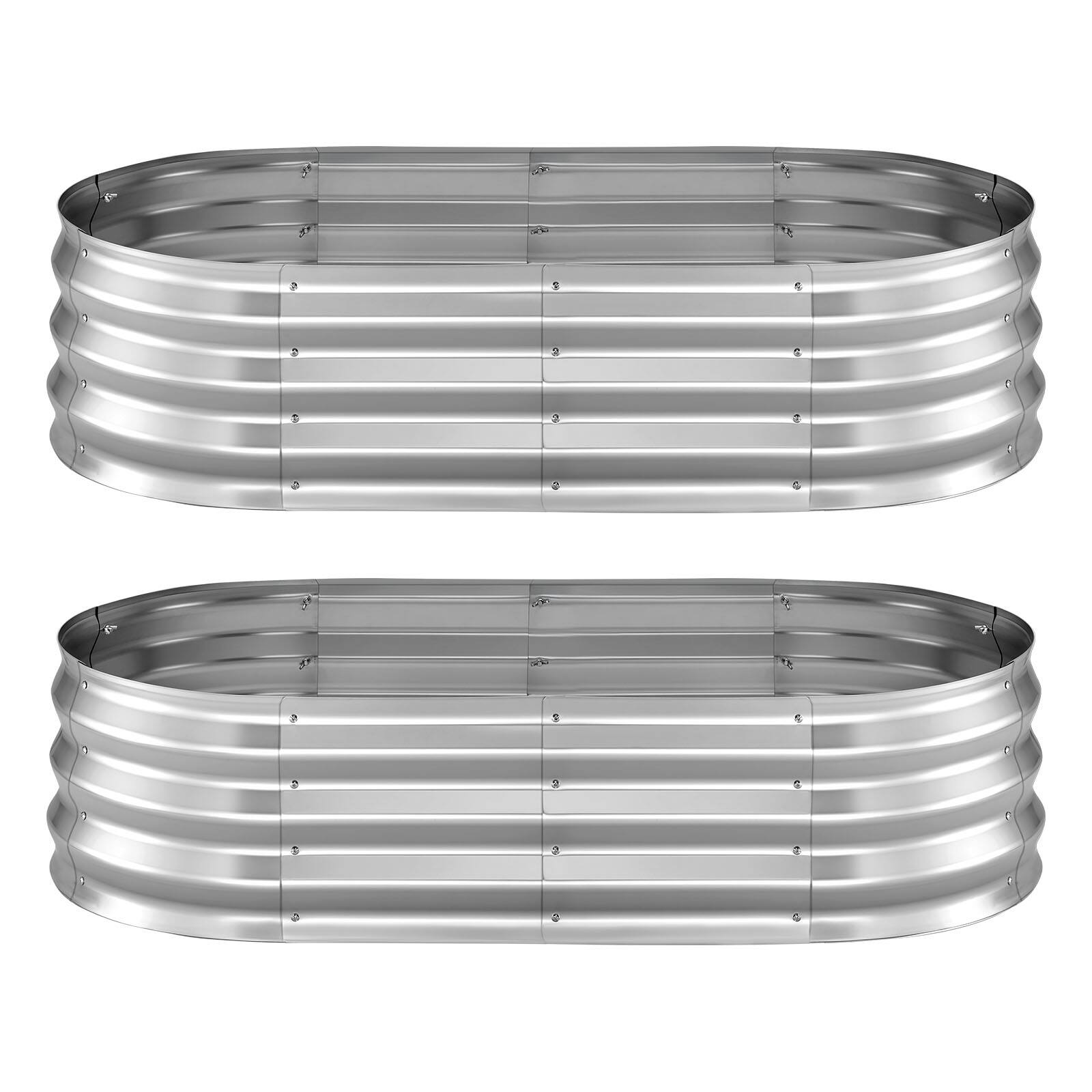 Alt View 5. VEVOR - 2 Pack Galvanized Raised Garden Beds, 4 x 2 x 1 ft, Oval Metal Planter Boxes Kit Outdoor, Bottomless Elevated Garden Box - Silver.