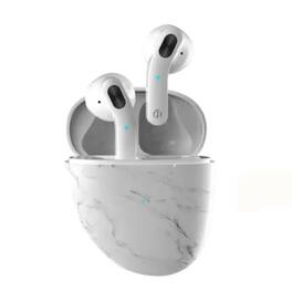 Kitcheniva - Marble Pebble Twin Bluetooth Headphones For Music Calls And Everyday Wireless Use - White