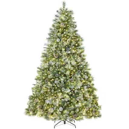 Front. Best Choice Products - Best Choice Products 12ft Pre-Lit Frosted Scotch Pine Christmas Tree w/ 3,630 Branch Tips, 900 2-in-1 LED Lights - Frosted.