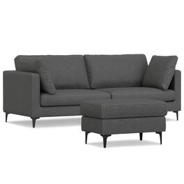 Simpli Home - Ava 90-inch Sofa and Ottoman Set in Tightly Woven Performance Fabric - Pebble Grey
