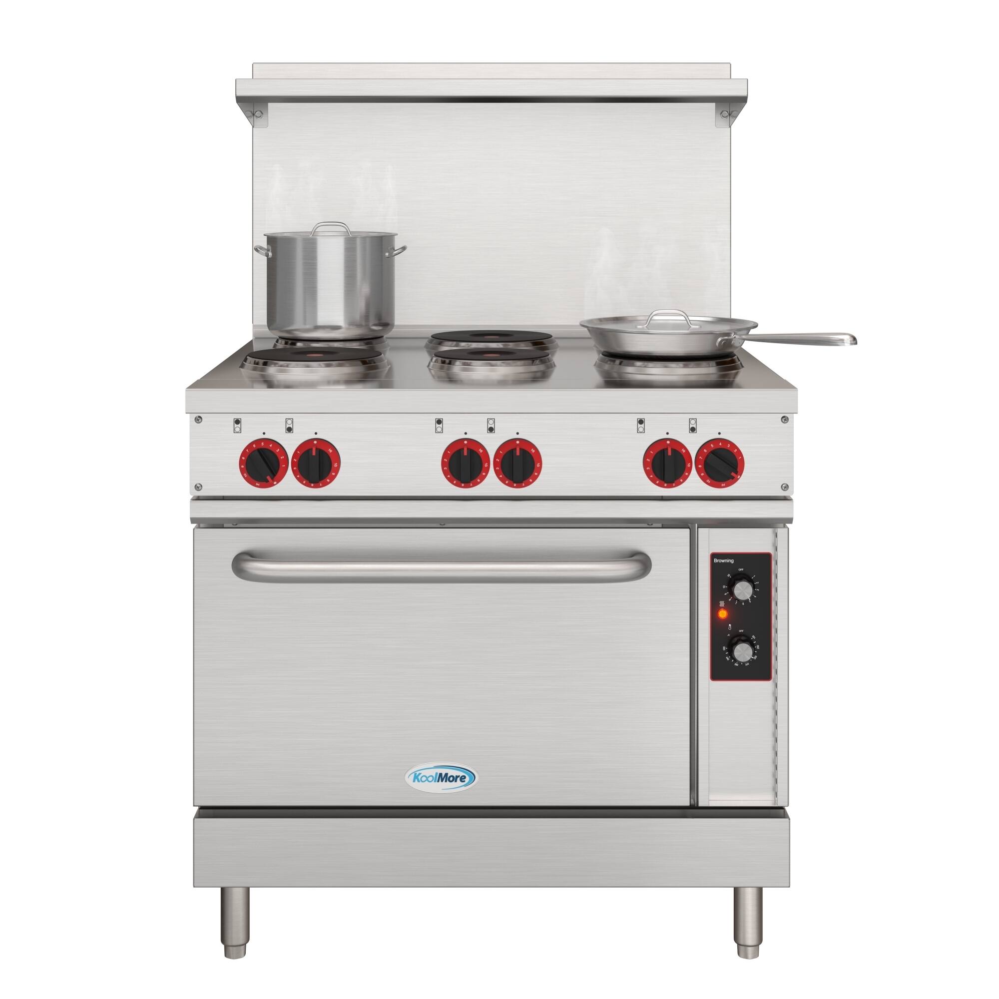 Alt View 1. Koolmore - 36 In. Commercial Electric Range with 6 Burners and 1 Standard Electric Oven in Stainless Steel - 208V 3 Phase - Stainless-Steel.