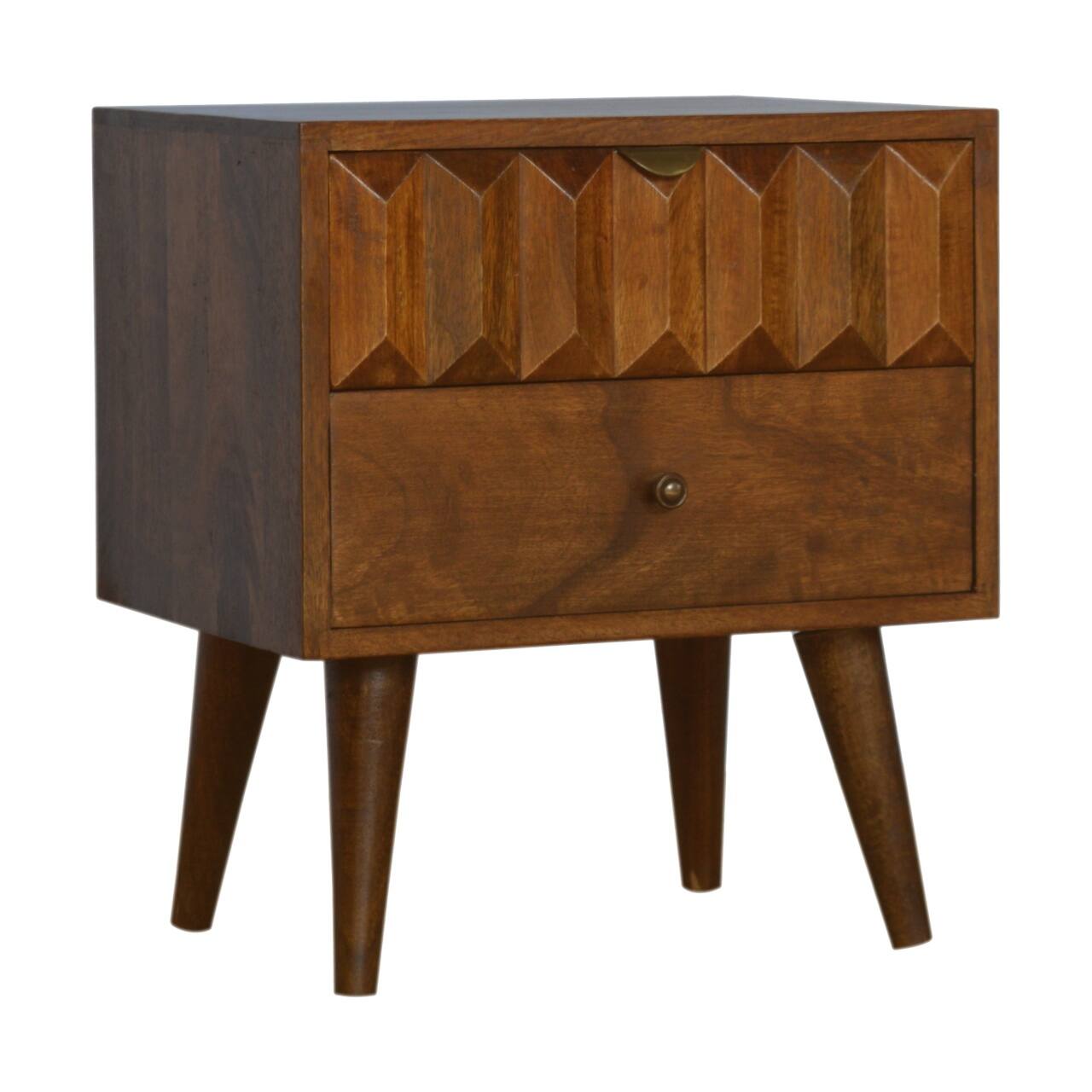 Angle. Artisan Furniture - Artisan Furniture Solid Wood Chestnut Prism Nightstand, 1 Drawer, Dark Brown - Chestnut.
