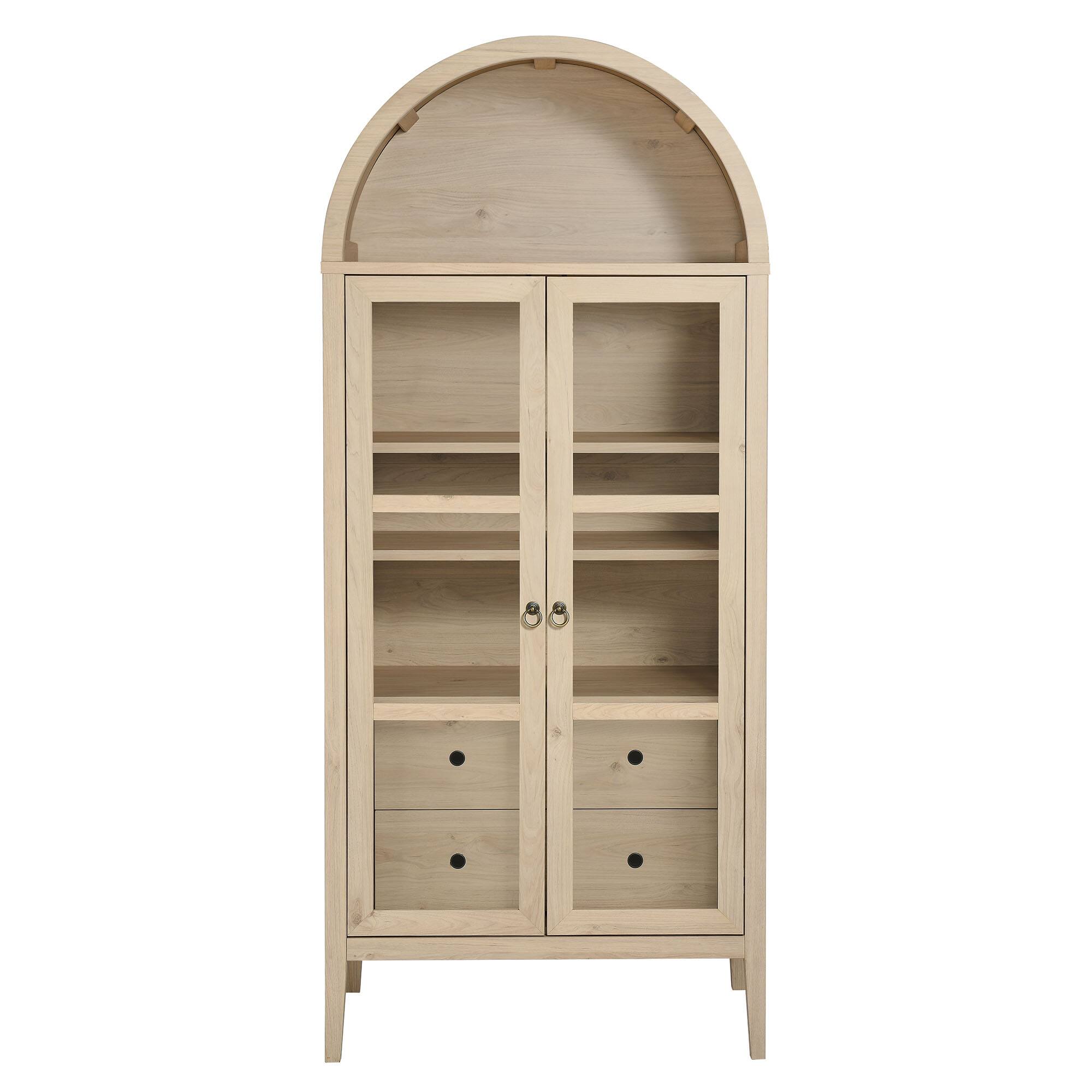 Alt View 4. Modway - Nolan Tall Arched Storage Display Cabinet by Modway - Light Oak.