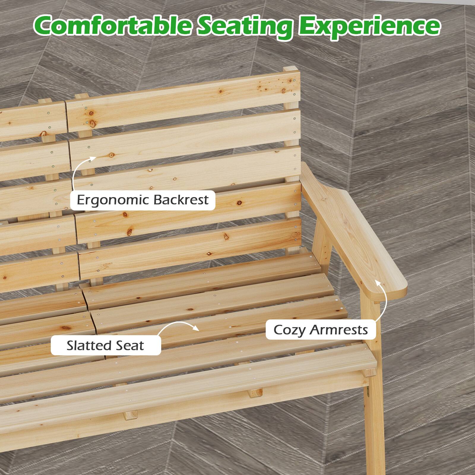 Comfortable Seating Experience

- Ergonomic Backrest
- Slatted Seat
- Cozy Armrests