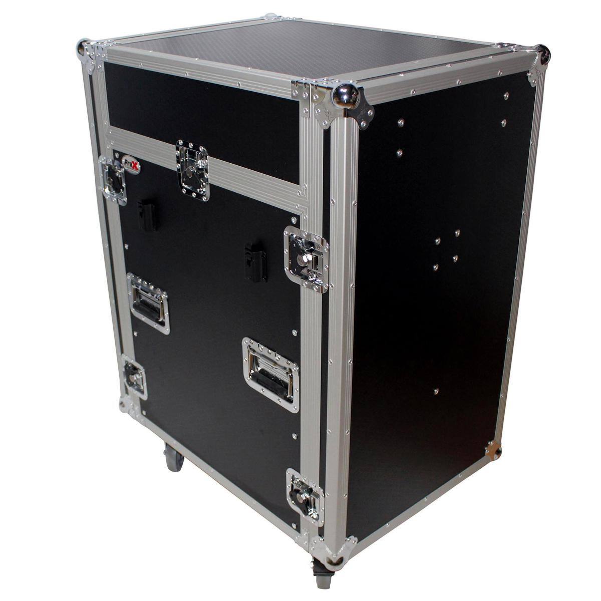 Alt View 1. ProX - ProX T-16MRSS13ULT Flight Case with Laptop Shelf and Casters for 16U Rack x 13U Top Mixer DJ Combo.