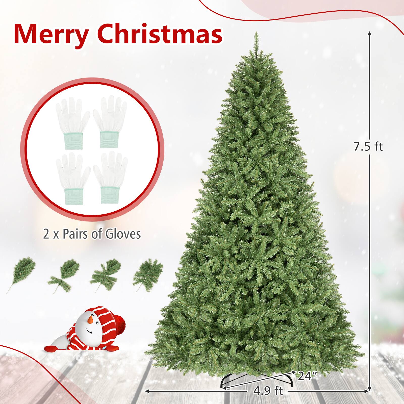 Merry Christmas

7.5 ft

2 x Pairs of Gloves

24" 4.9 ft