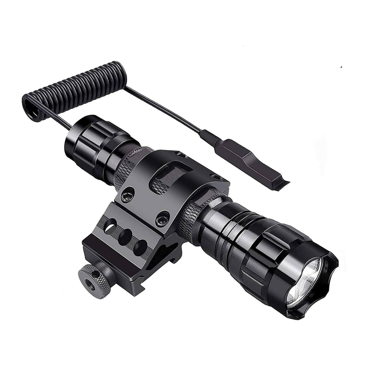 Left. Focus Electronics - Tactical Rechargeable Flashlight with Picatinny Rail Mount.