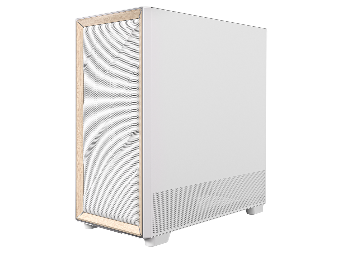 Alt View 5. Antec - Antec FLUX Wood White, 5 PWM Fans, High-Airflow Front, Type-C, 420mm Radiator, Up to 9 Fans, Mid-Tower E-ATX Case - White.