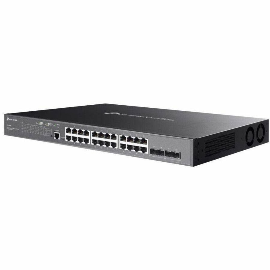 Alt View 5. TP-Link - TP-Link 28-Port Gigabit L2+ Managed Switch with 24-Port PoE+ - 25 Ports - Manageable - Gigabit Ethernet - Black.