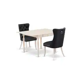 East West Furniture - 3 Piece Dining Table Set - White