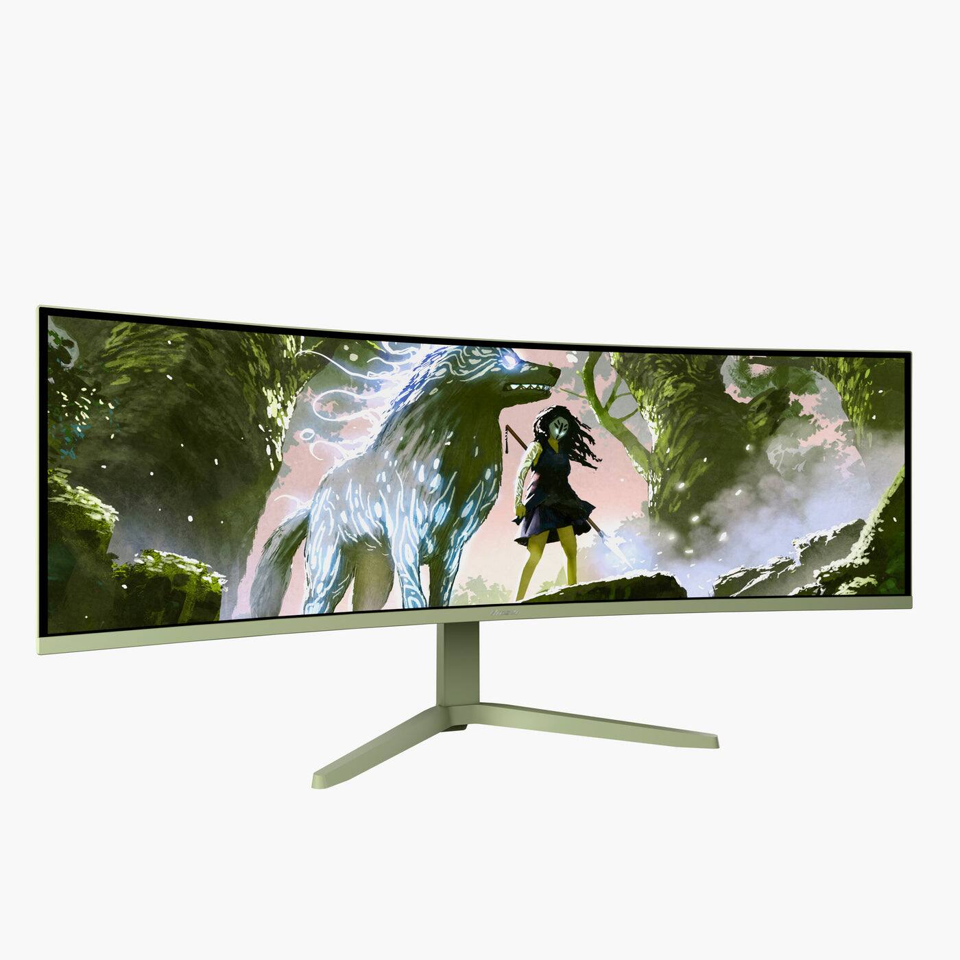 Left. Arozzi - Arozzi Nova 49“ Curved VA 165Hz Ultrawide Gaming Monitor - Forest Green - Green.