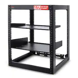 Pyle - 15U Server Rack Network Cabinet - Open Frame Rack, Wall Mountable Heavy Duty Designs for Servers & AV Gear - Black