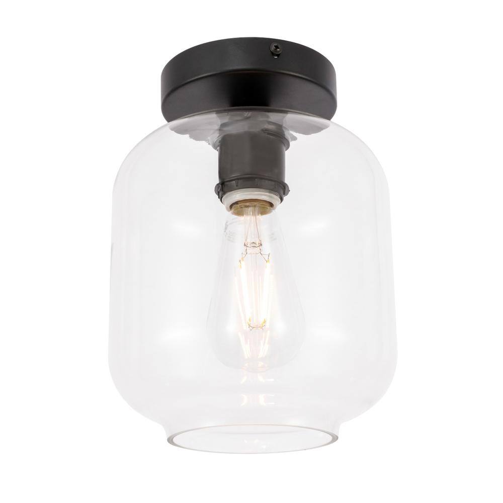 Alt View 6. Living District - Collier 1 light Black and Clear glass Flush mount - Black And Clear Glass.