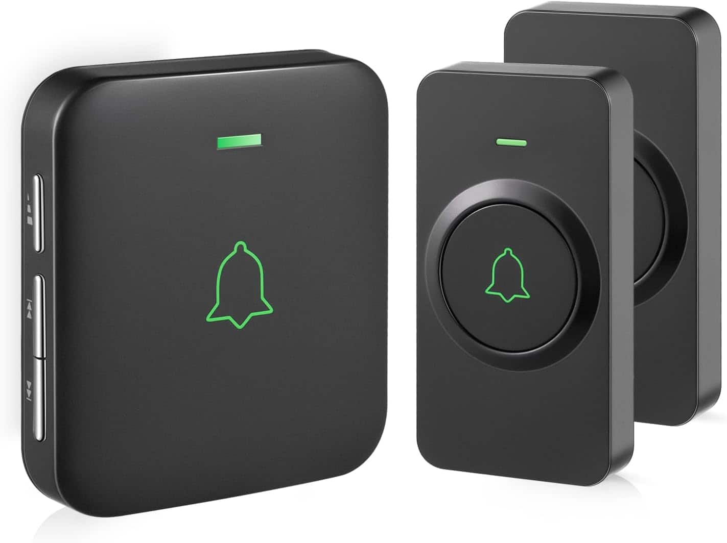 Schertz - CB-21 Mini Waterproof Wireless Doorbell – 1000+ ft range, 2 remote buttons with different tones, 52 melodies, CD-quality - Black