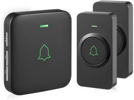 Schertz - CB-21 Mini Waterproof Wireless Doorbell – 1000+ ft range, 2 remote buttons with different tones, 52 melodies, CD-quality - Black