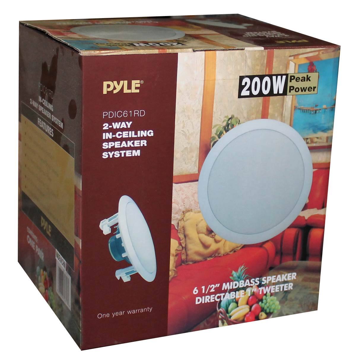 PYLE PDIC61RD  
2-WAY IN-CEILING SPEAKER SYSTEM  
Peak 200W Power  
One year warranty  
6 1/2" MIDBASS SPEAKER  
DIRECTABLE 1" TWEETER