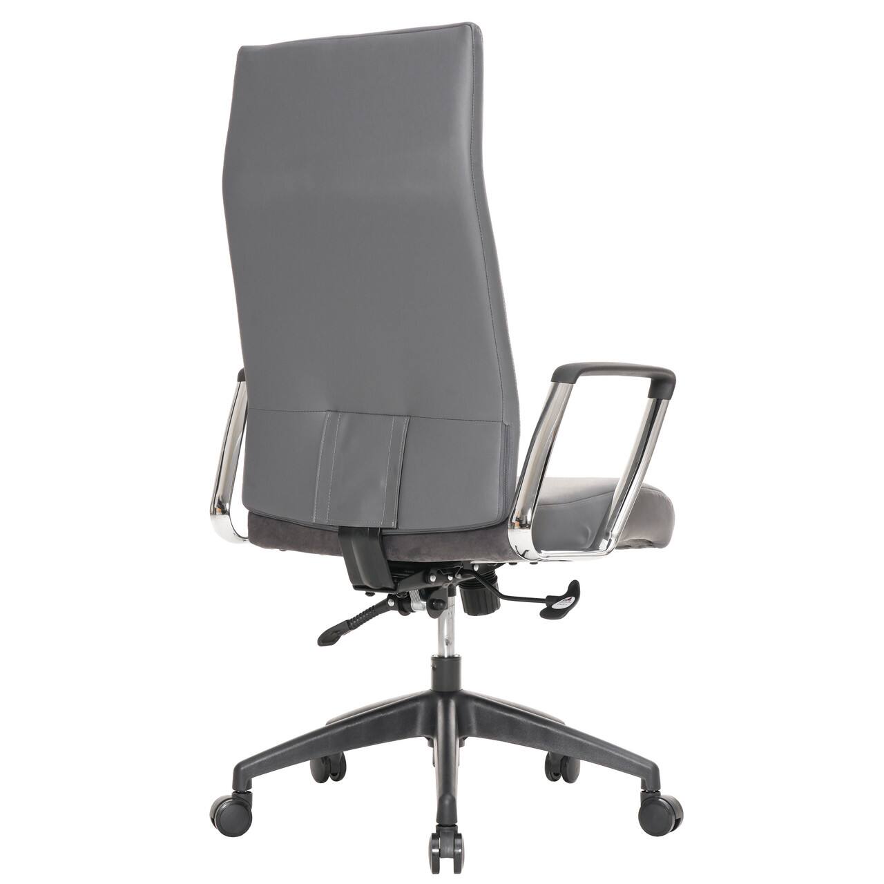 Alt View 8. LeisureMod - Hilton Modern High-Back Leather Executive Office Chair with Adjustable Height, Tilt & Swivel - Grey.