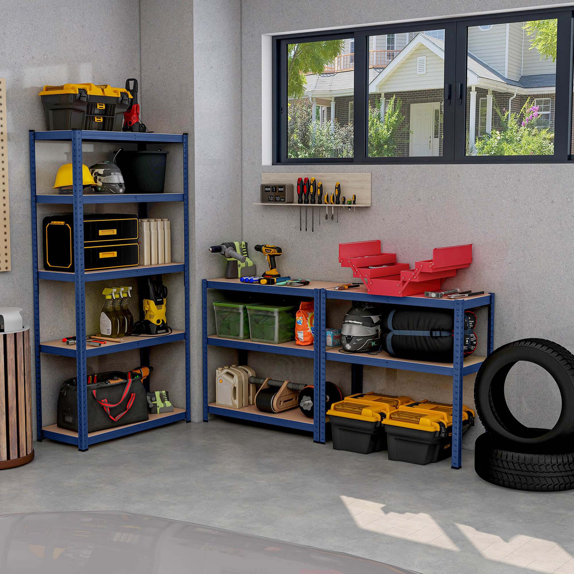 Alt View 3. Costway - Costway 5 Tier Adjustable Garage Shelving Unit with 2000 lbs Max Load for Warehouse - Blue.