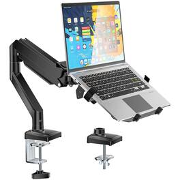 PO3TICJUNKI3 - Laptop Desk Mount 2 in 1 Monitor With Tray Fits Max 17 Notebook And 34 Computer Screen Holds 22 Stand For - Single Arm
