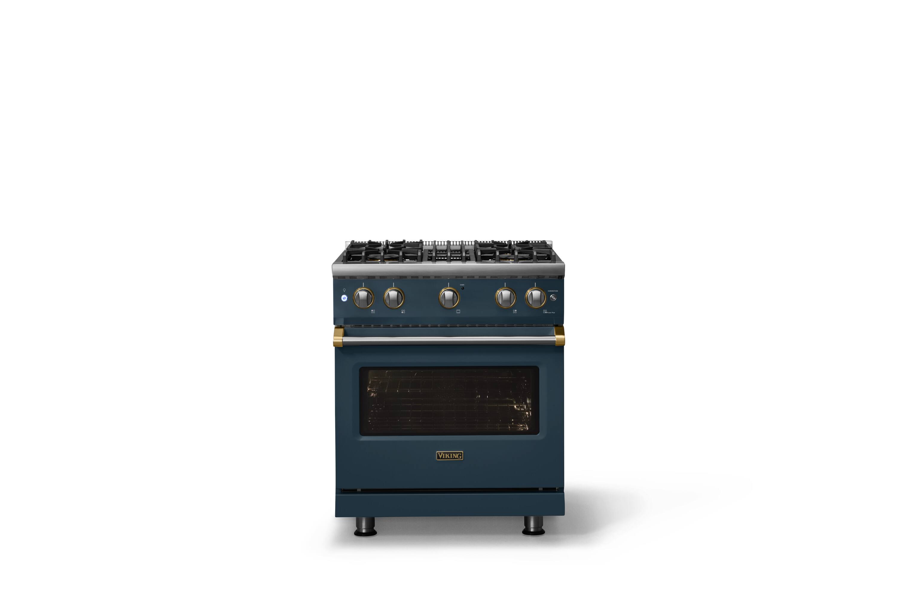 Alt View 1. Viking - 30 in. Wide Pro 5 Series 4.0 Cu. Ft. Freestanding Sealed 4 Burner Gas Convection Range - Squall/Brushed Brass - Squall.