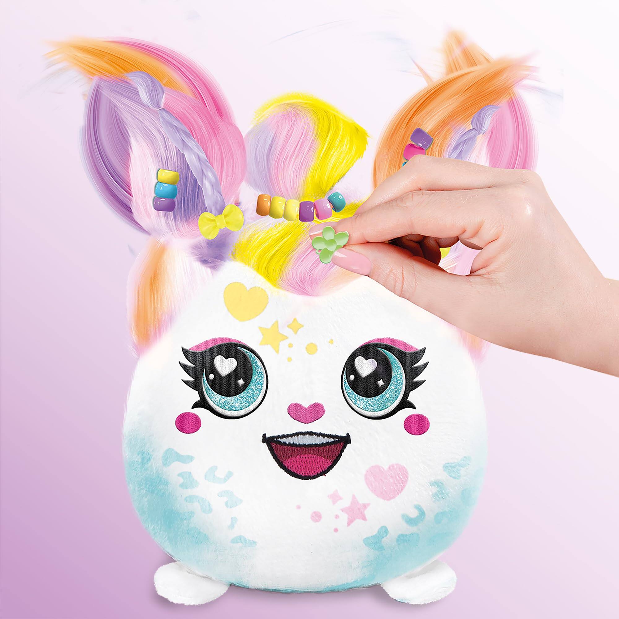 Left. Canal Toys - Airbrush Plush Hair'iffic Hair Salon & Squishy Plush Styling Set.