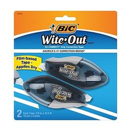BIC America - BIC Wite-Out EZ Grip Correction Tape, 2/Pack (WOECGP21) - White