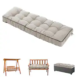 Chateau Abodes - 63"x20"x4" Outdoor Bench Cushion, Waterproof & Fade Resistant Patio Seat Pad for Porch Swing, Couch Outdoor Furniture - Khaki