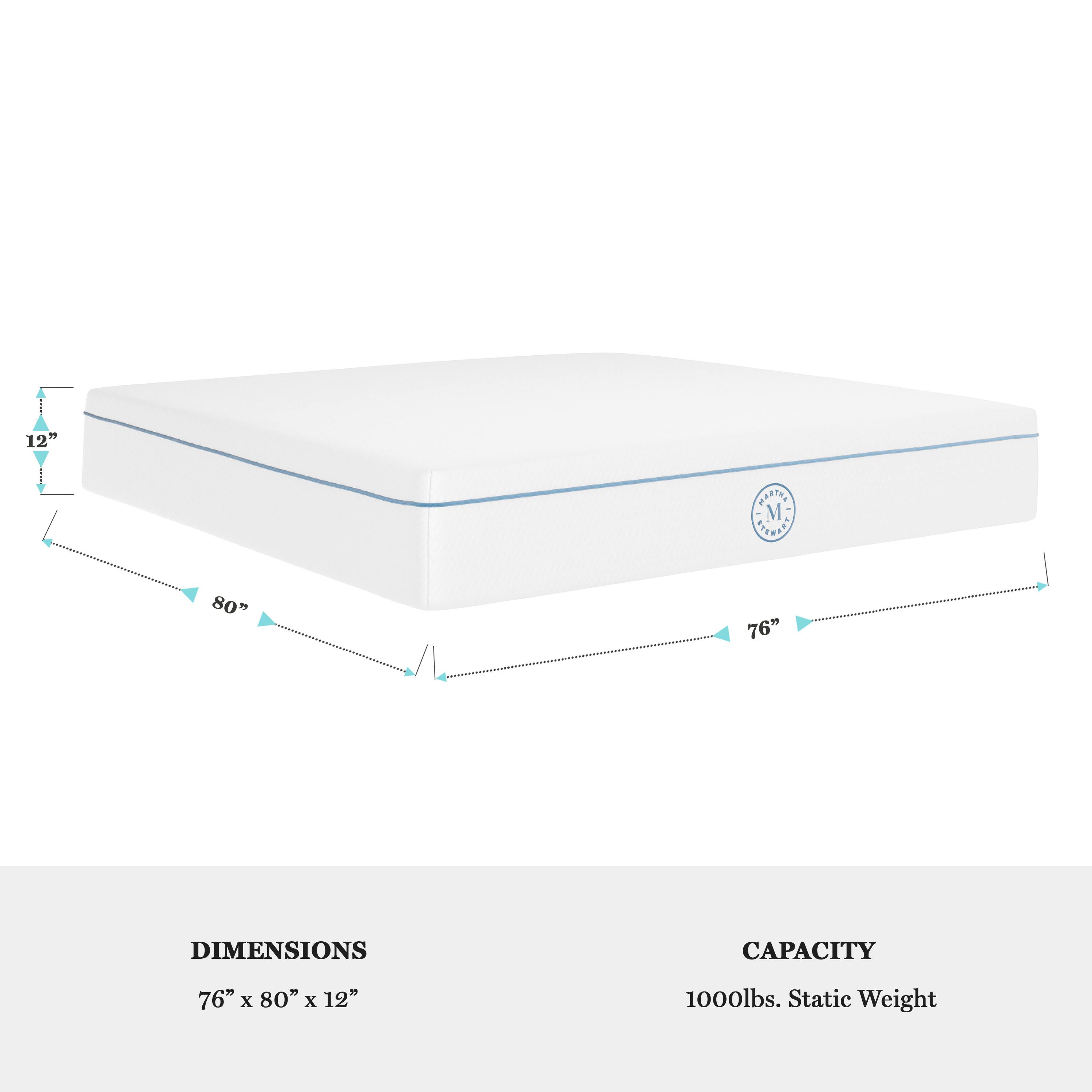 The text on the image reads: "Dimensions: 76" x 80" x 12" Capacity: 1000lbs. Static Weight."