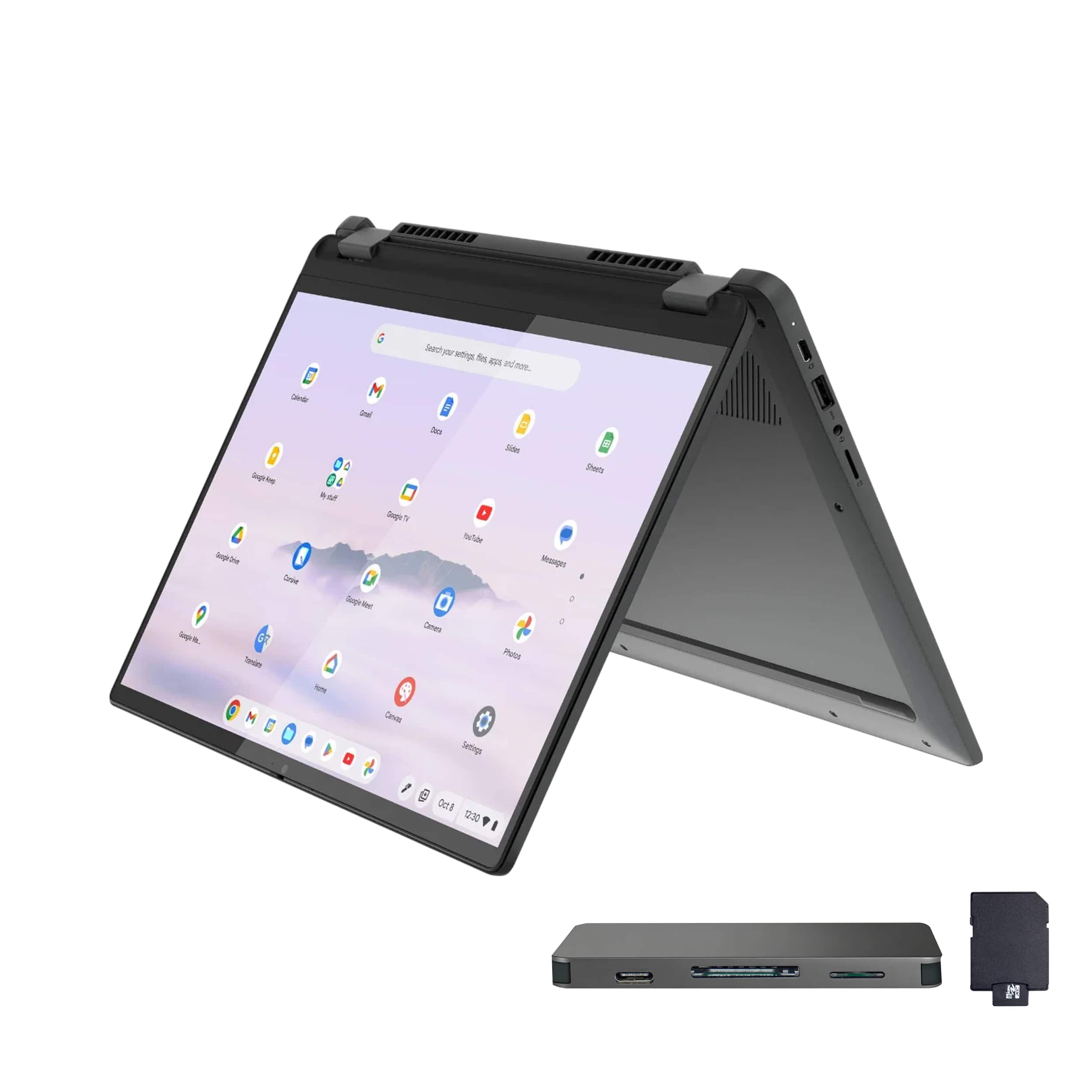 Lenovo - Ideapad 5i 14" WUXGA 2-in-1 Touch Laptop,Intel i5-1334U,8GB RAM,256GB SSD+160GB Dock Set,Backlit,Chrome OS - Gray