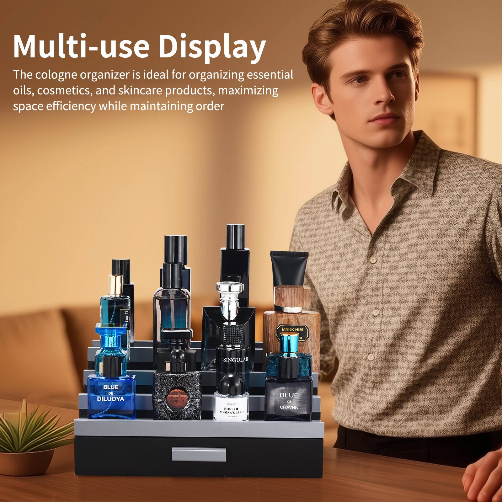 Multi-use Display

The cologne organizer is ideal for organizing essential oils, cosmetics, and skincare products, maximizing space efficiency while maintaining order.

AN HM SINGULAR BLUE DE DILUOYA - OPENS e - - ANEMEO BLUE - CHAVNK