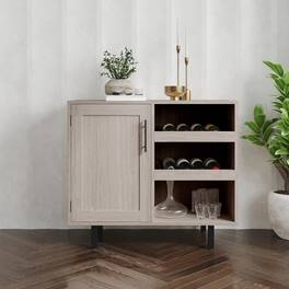 Emma + Oliver - Classic Sideboard and Bar Cabinet with Open and Closed Storage - Gray